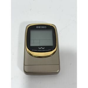 Seiko‎ Digital Travel Alarm Clock Global Radio Wave Control Gold Color